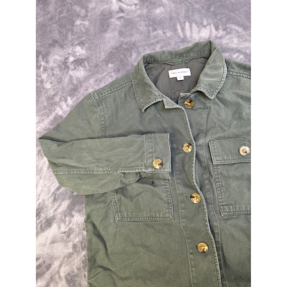 Free Assembly Mens Olive Green Cotton Twill Utility Chore Jacket L WOW00040